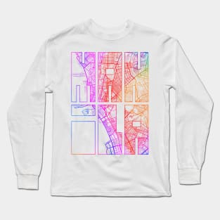 Manila, Philippines City Map Typography - Colorful Long Sleeve T-Shirt